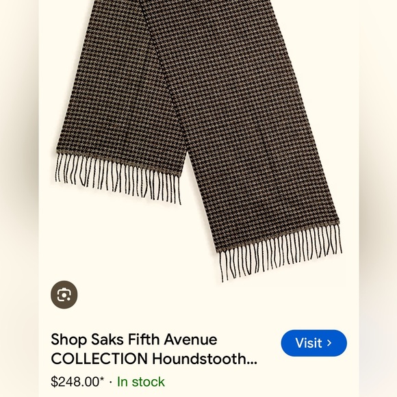 NWOT Saks Fifth Avenue Beige and Blue Unisex Scarf Length 58” - Picture 5 of 6